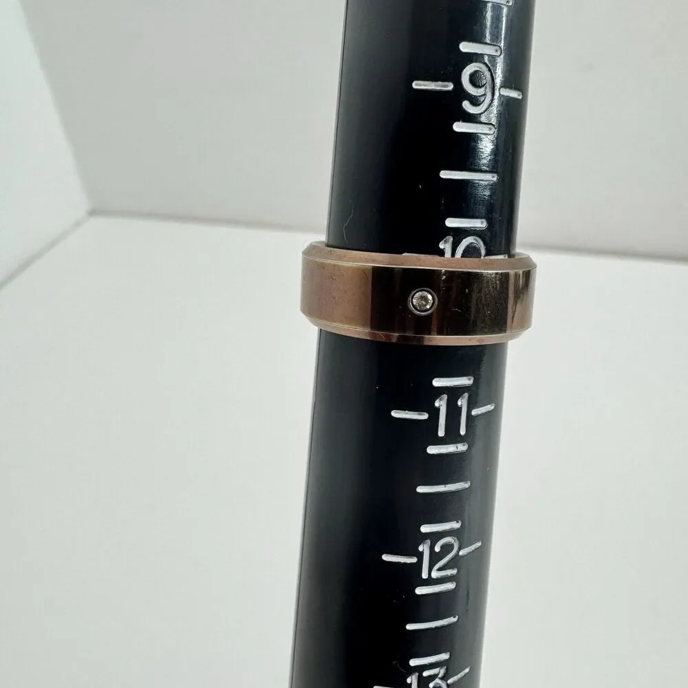 Men’s Ring Tungsten Link Sz 10.5 Inset Copper Bronze Brown Color Wedding